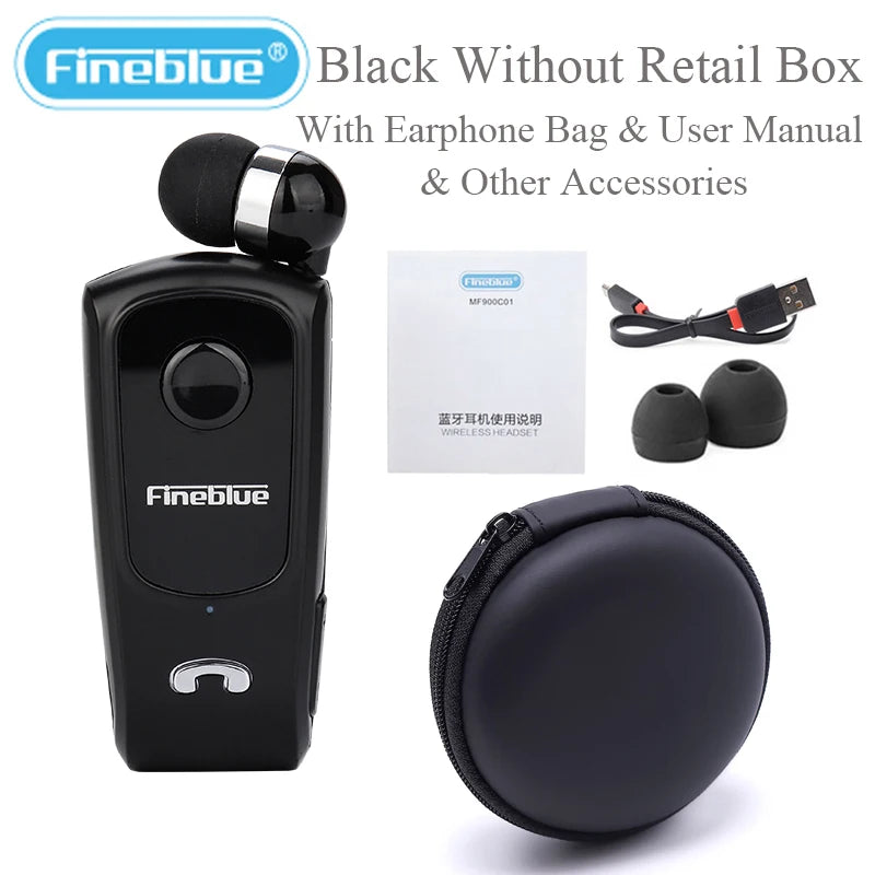 F920 Wireless Retractable Portable Bluetooth Headset Headphone Remind Vibration Wear Clip Sports Collar Clip Earphone