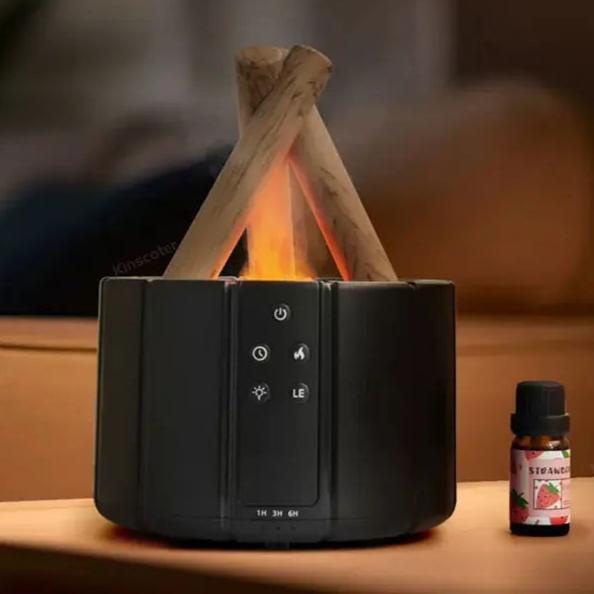 Simulated Flame Aroma Diffuser Bonfire Air Humidifier Ultrasonic Cool Mist Maker Fogger LED Essential Oil Lamp Difusor